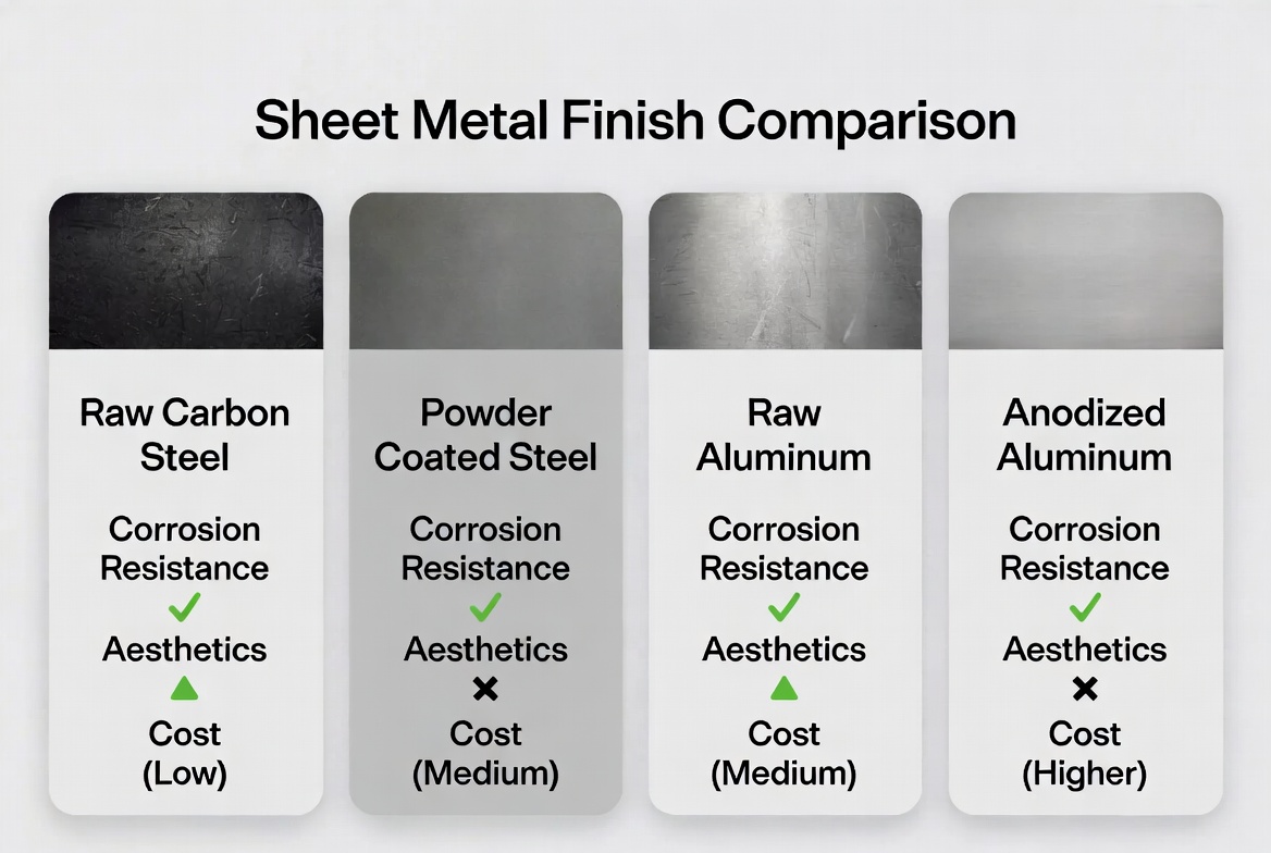 Steel And Aluminum Finish Comparison