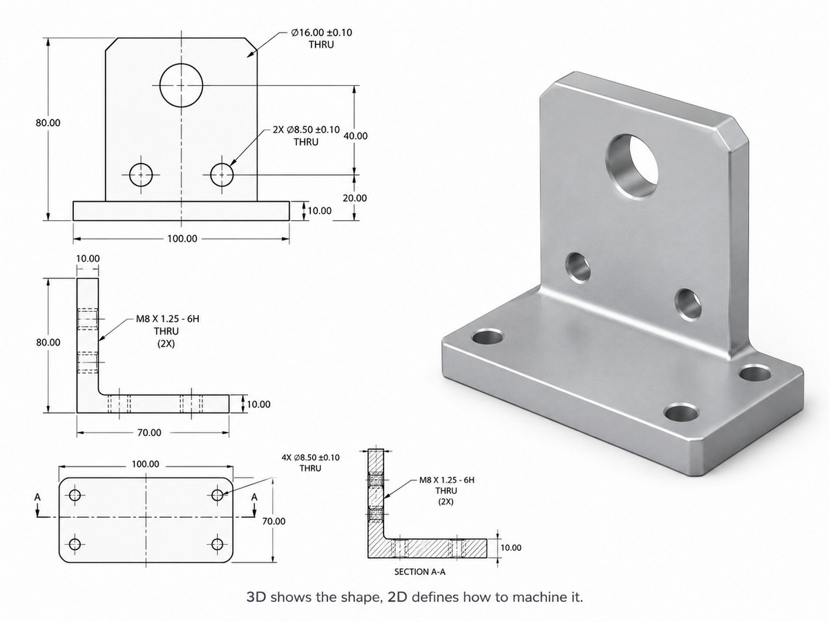 Why 2D Drawings Still Matter in CNC Machining: An Engineer’s Guide To Tolerances Costs And Manufacturability